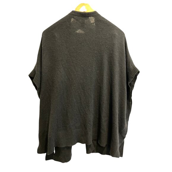 Halogen 100% Cashmere Cardigan Vest Pancho Black -One size - Picture 7 of 8